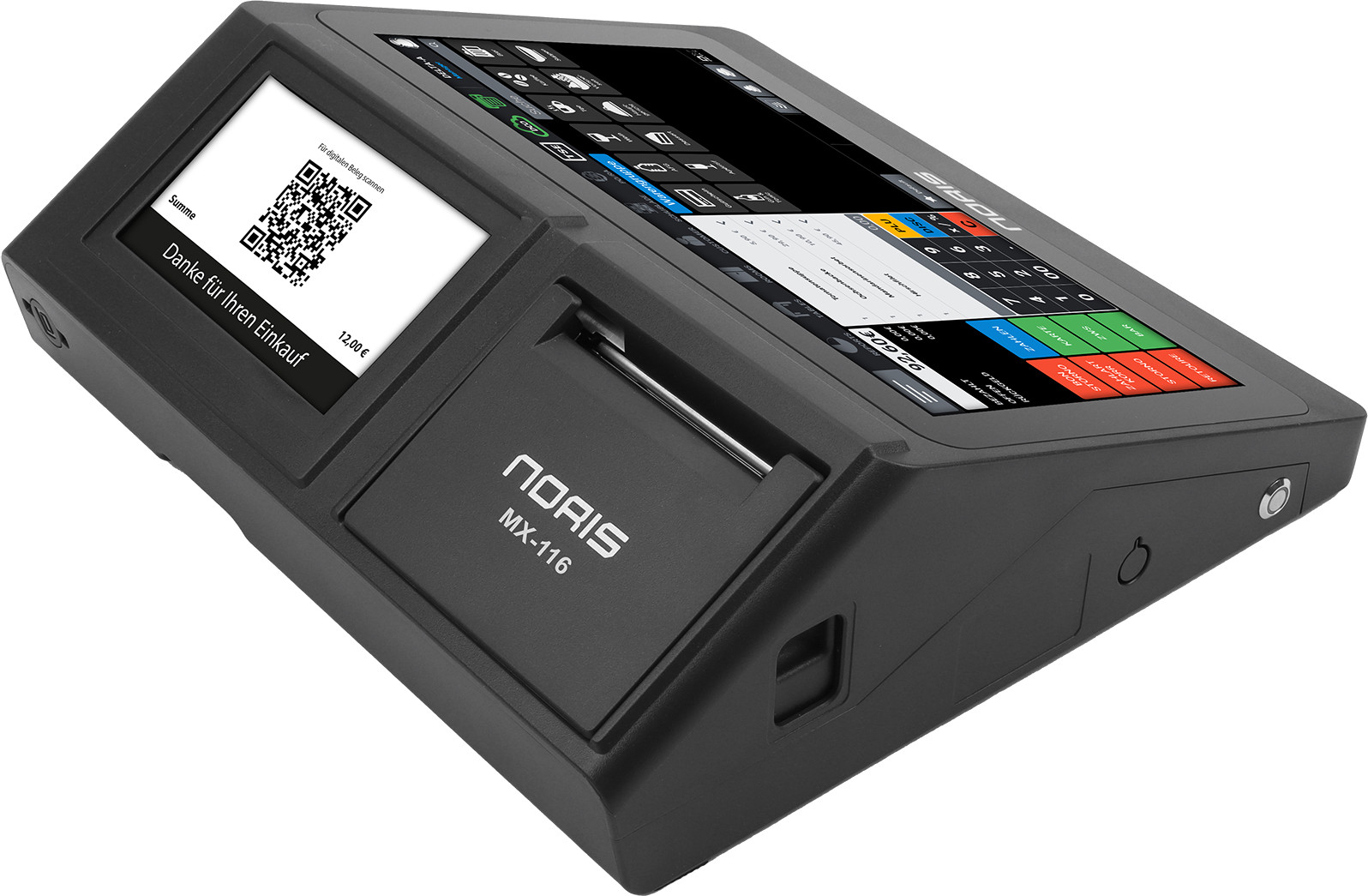 Noris MX-116 Touchkasse Rückseite mit Onlinebon